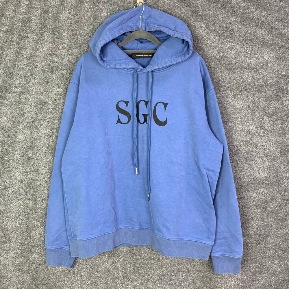 Stolen Girlfriends Club Blue Hoodie Men's Size Large Spellout LOGO‎